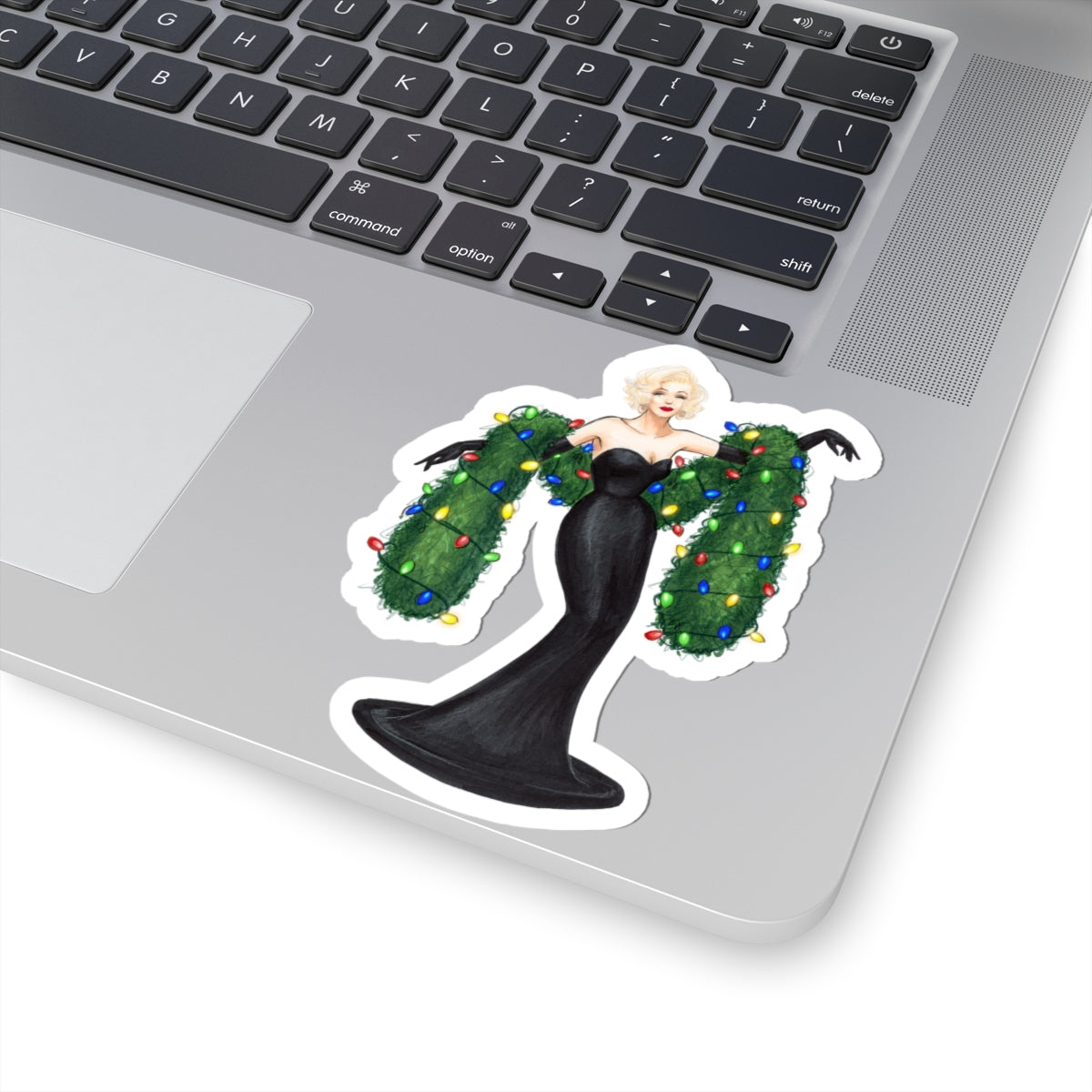 Lit Up For the Holidays  |  Whimsical Winter Holiday Fashion Illustration (STICKER)