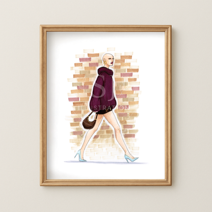A Bit of Blue  |  Inclusive Fall Fashion Illustration (PRINT)