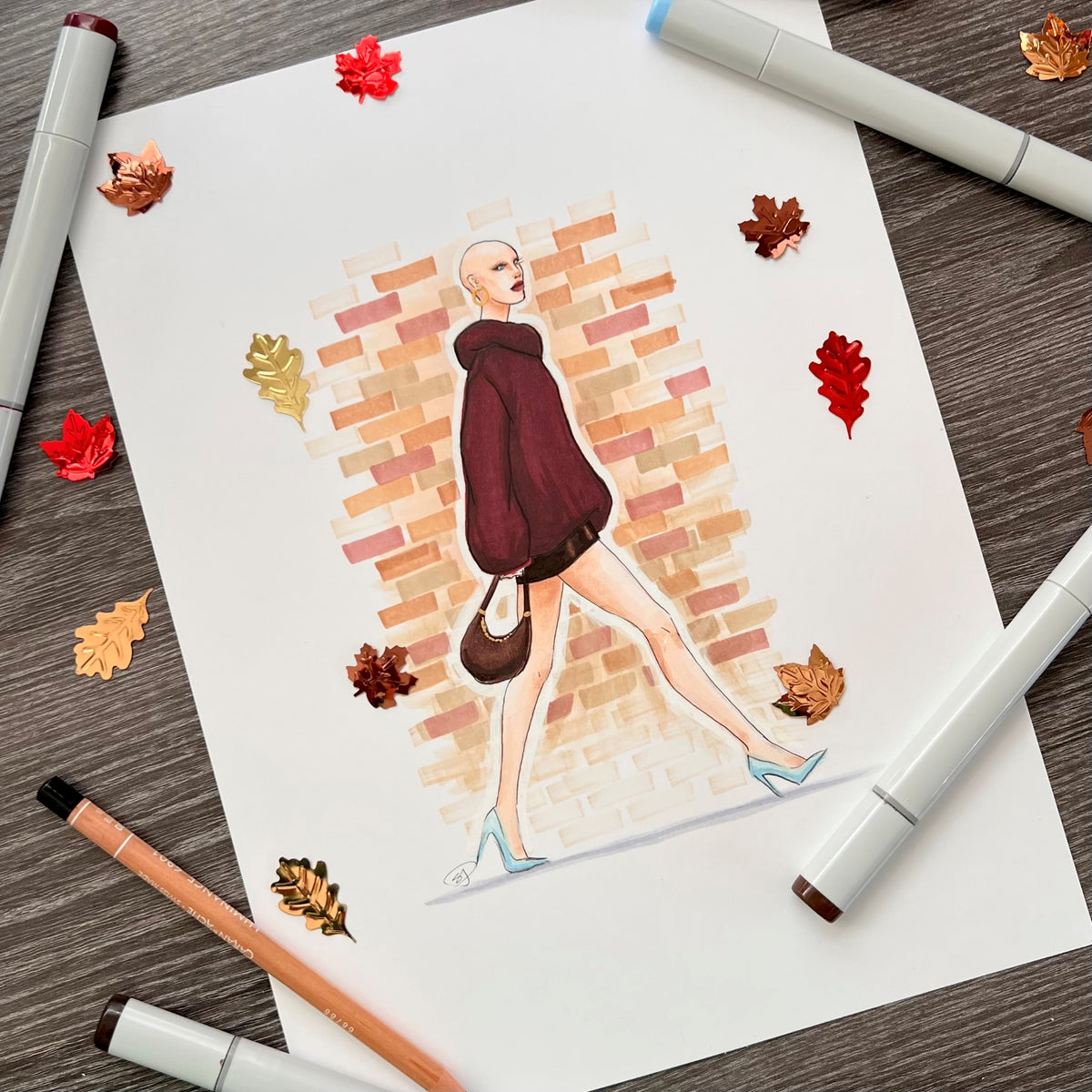 A Bit of Blue  |  Inclusive Fall Fashion Illustration (ORIGINAL)