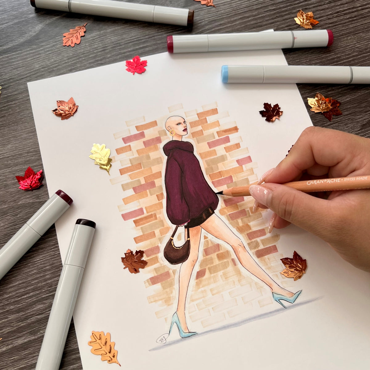 A Bit of Blue  |  Inclusive Fall Fashion Illustration (ORIGINAL)