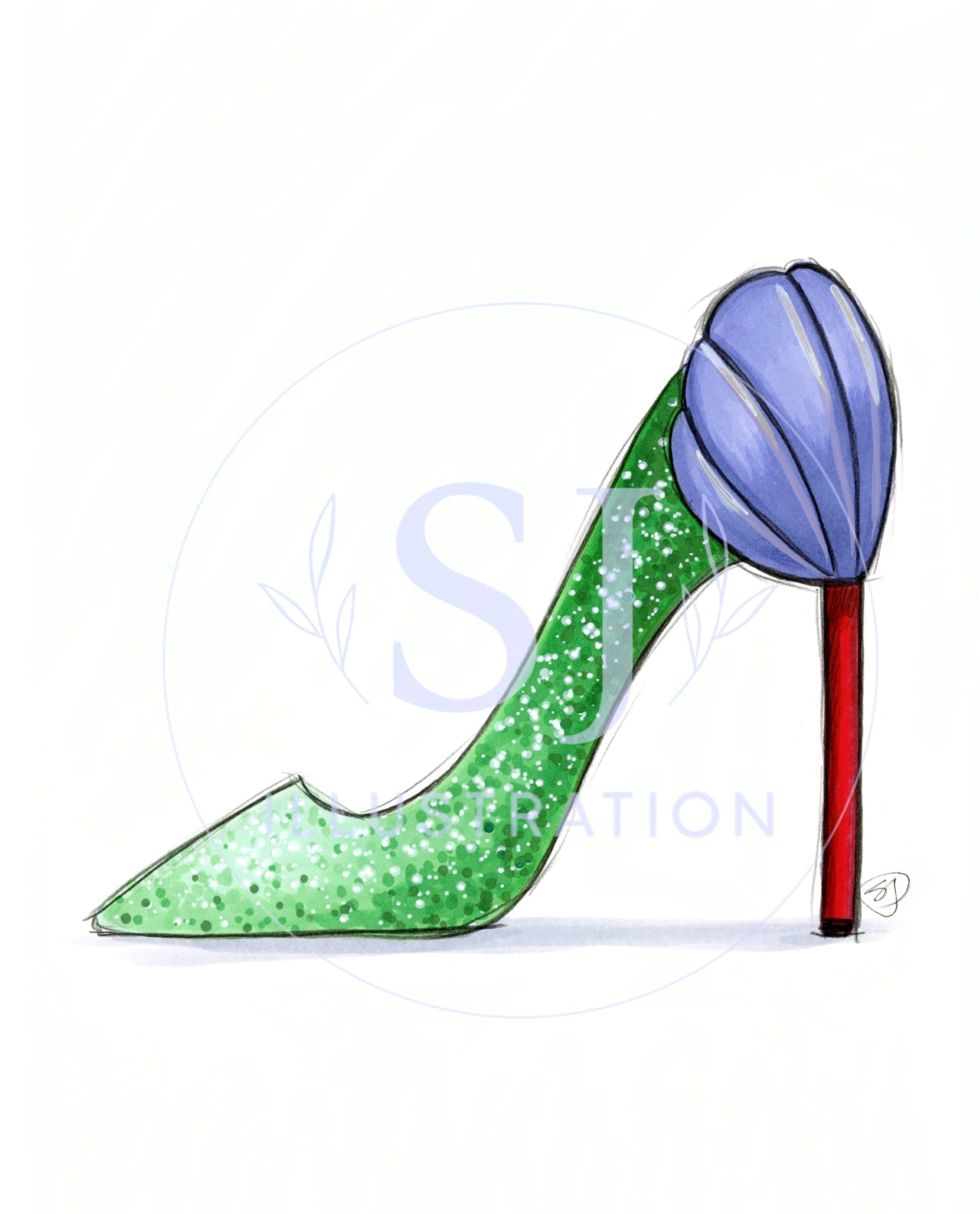 Above The Sea  |  Princess Inspired Stiletto Fashion Illustration (PRINT)