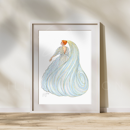 Aquarius (series 1)  |  Zodiac Fashion Illustration (ART PRINT)