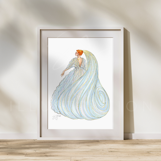 Aquarius (series 1)  |  Zodiac Fashion Illustration (ART PRINT)