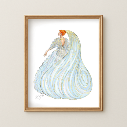 Aquarius (series 1)  |  Zodiac Fashion Illustration (ART PRINT)