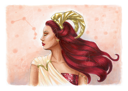 Aries  |  Zodiac Fashion Illustration (ART PRINT)
