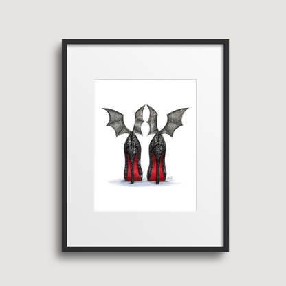 Batty Heels  |  Fun Halloween Fashion Illustration (ART PRINT)