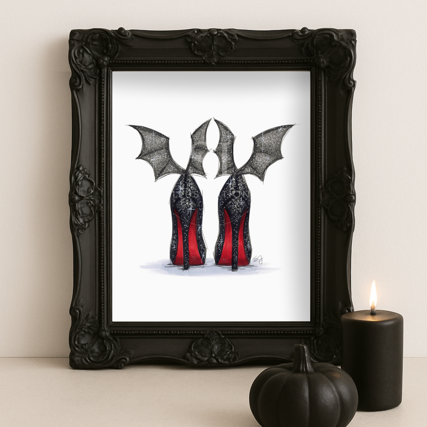 Batty Heels  |  Fun Halloween Fashion Illustration (ART PRINT)