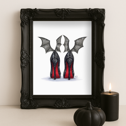 Batty Heels  |  Fun Halloween Fashion Illustration (ART PRINT)