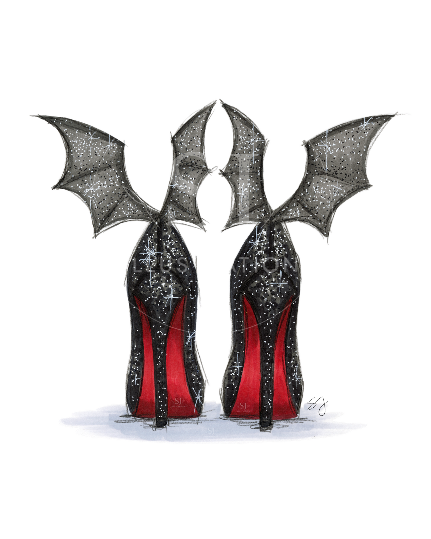Batty Heels  |  Fun Halloween Fashion Illustration (ART PRINT)