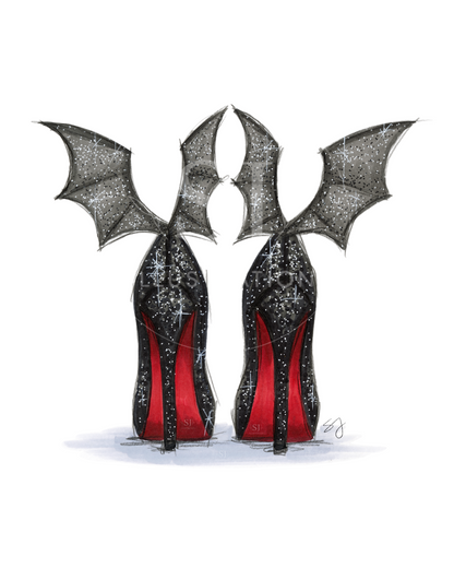Batty Heels  |  Fun Halloween Fashion Illustration (ART PRINT)