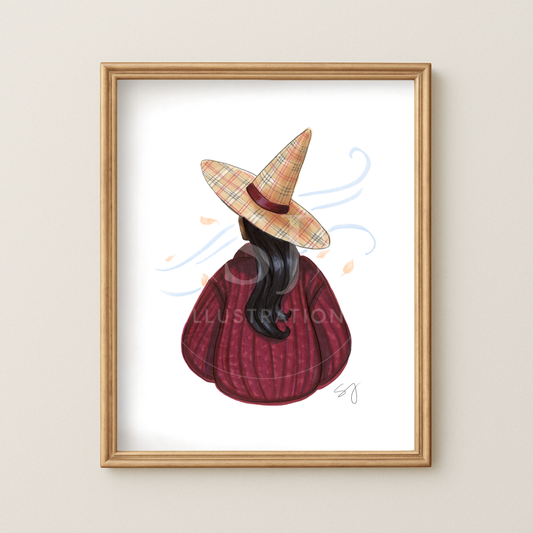Brrrberry (Cozy Witch Series)  |  Cozy Witch Illustration (EMBELLISHED PRINT)