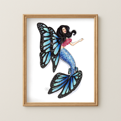 Butterfly Mer-Fairy  |   Fairy Mermaid Illustration (PRINT)