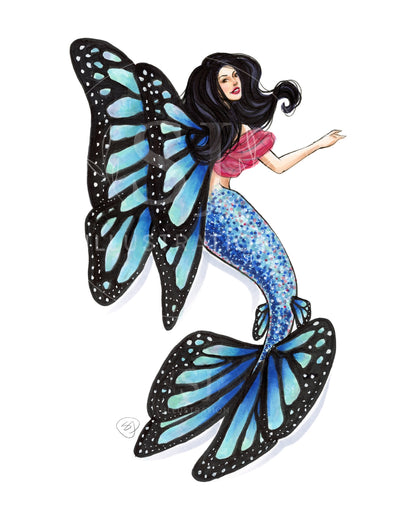 Butterfly Mer-Fairy  |   Fairy Mermaid Illustration (PRINT)