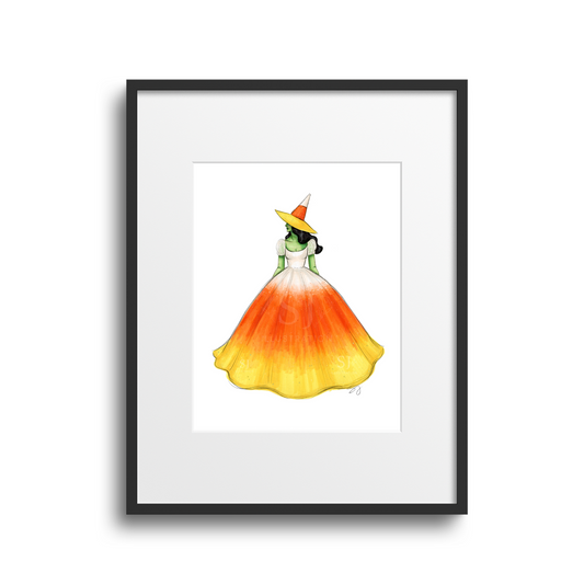 Candy Corn Witch  |  Fun Halloween Witch Fashion Illustration (ART PRINT)