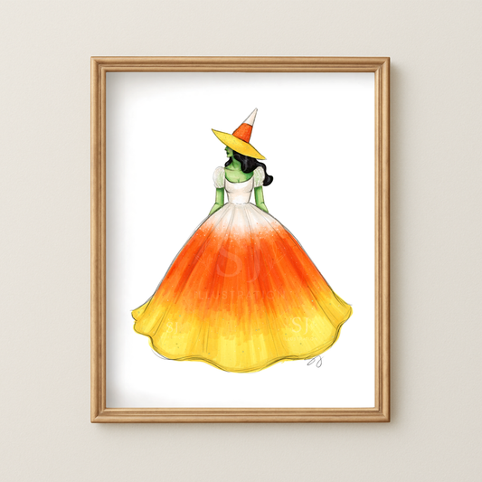 Candy Corn Witch  |  Fun Halloween Witch Fashion Illustration (ART PRINT)
