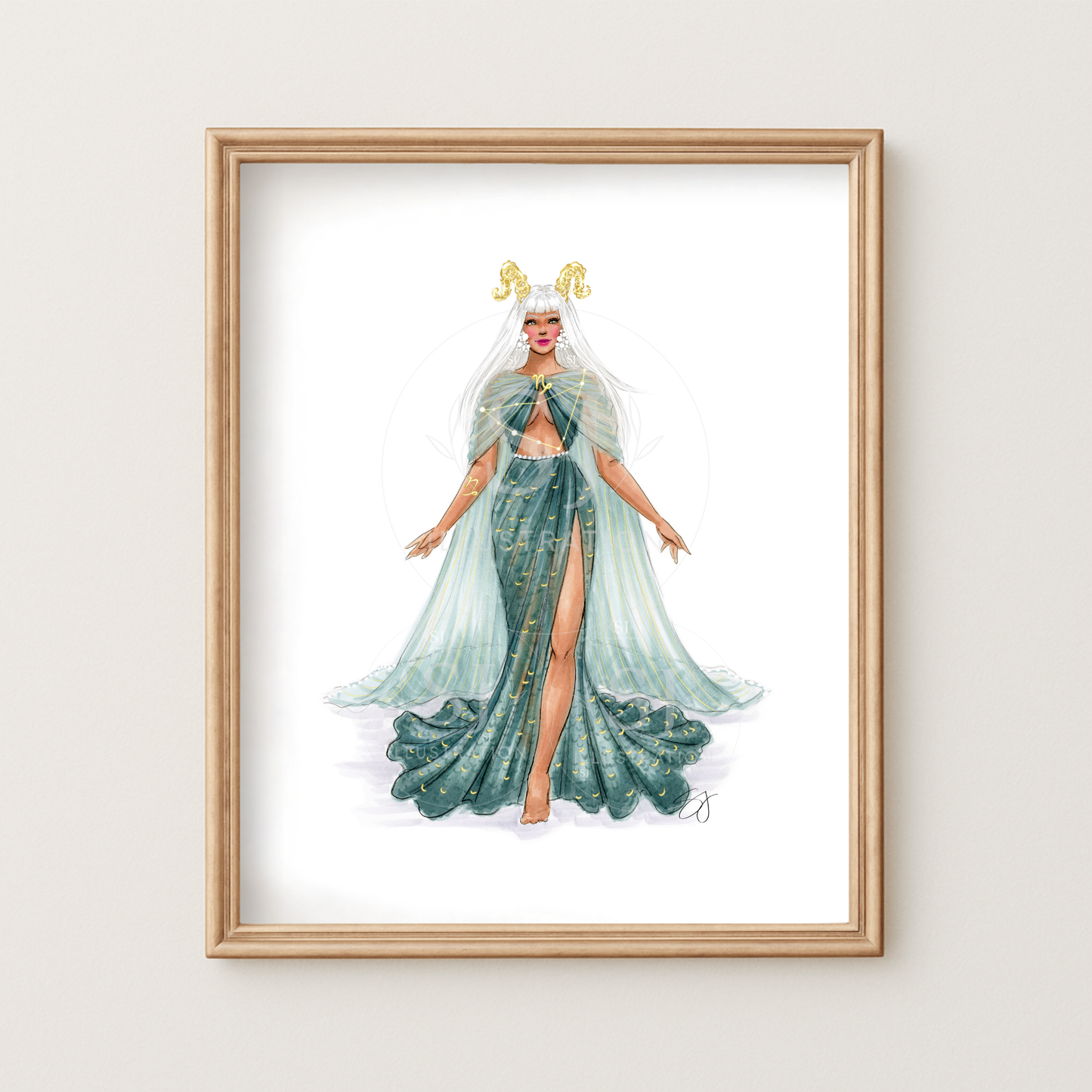 Capricorn (series 1)  |  Zodiac Fashion Illustration (ART PRINT)