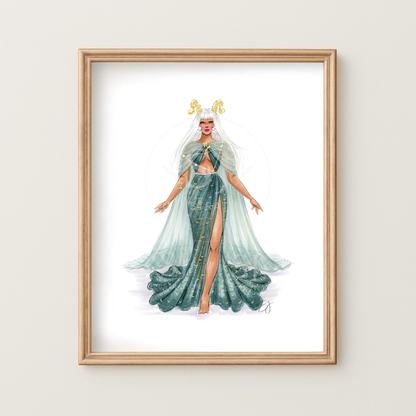 Capricorn (series 1)  |  Zodiac Fashion Illustration (ART PRINT)
