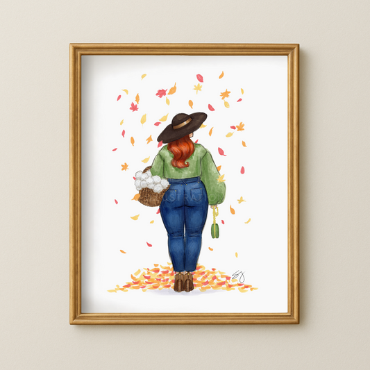 Changing Leaves  |  Curvy Fall Fashion Illustration (EMBELLISHED PRINT)