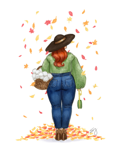 Changing Leaves  |  Curvy Fall Fashion Illustration (EMBELLISHED PRINT)
