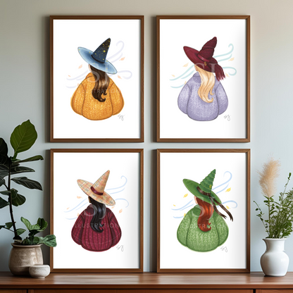 Cozy Witch Series Fall Bundle  |  Cozy Witch Illustrations (EMBELLISHED PRINT BUNDLE)