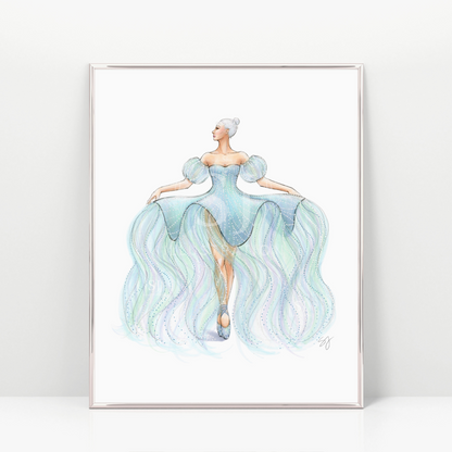 Dance of the Jellyfish  |  Whimsical Ballerina Fashion Illustration (ART PRINT)