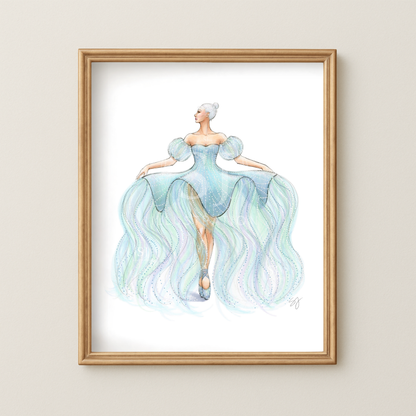 Dance of the Jellyfish  |  Whimsical Ballerina Fashion Illustration (ART PRINT)