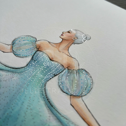Dance of the Jellyfish  |  Whimsical Ballerina Fashion Illustration (ORIGINAL)