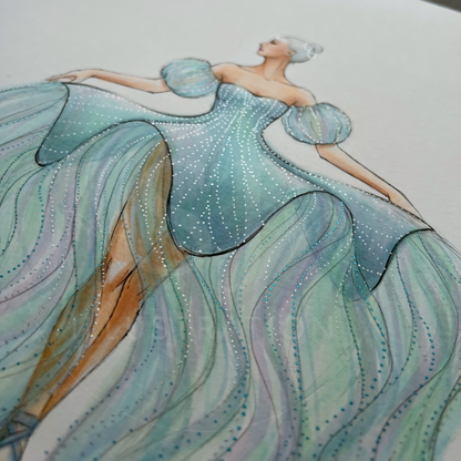 Dance of the Jellyfish  |  Whimsical Ballerina Fashion Illustration (ORIGINAL)