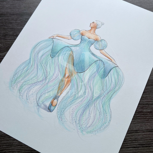 Dance of the Jellyfish  |  Whimsical Ballerina Fashion Illustration (ORIGINAL)