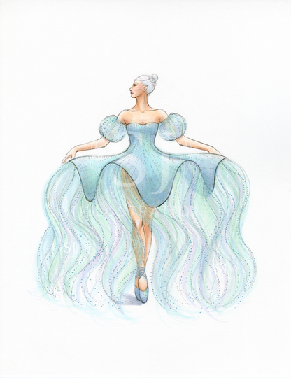Dance of the Jellyfish  |  Whimsical Ballerina Fashion Illustration (ORIGINAL)