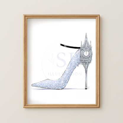 Dancing 'til Midnight  |  Princess Inspired Stiletto Fashion Illustration (PRINT)