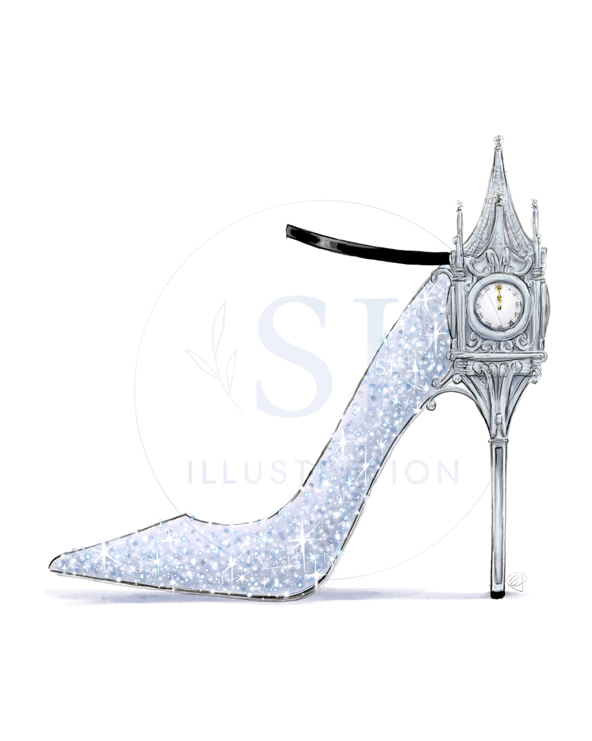 Dancing 'til Midnight  |  Princess Inspired Stiletto Fashion Illustration (PRINT)
