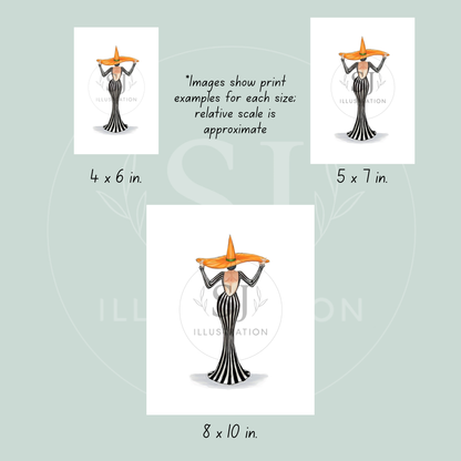 Fall Stripes  |  Witchy Fall Fashion Illustration (ART PRINT)
