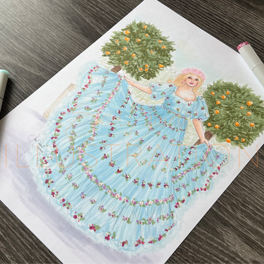 Garden Fairy Dress  |  Curvy Fashion Illustration (ORIGINAL)
