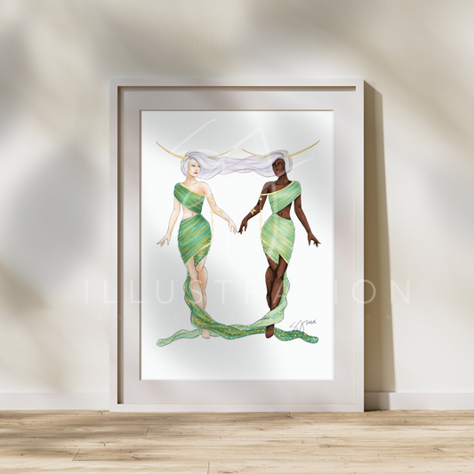 Gemini (series 1)  |  Zodiac Fashion Illustration (ART PRINT)