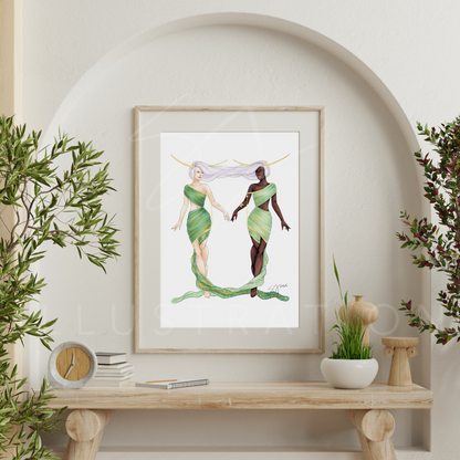 Gemini (series 1)  |  Zodiac Fashion Illustration (ART PRINT)