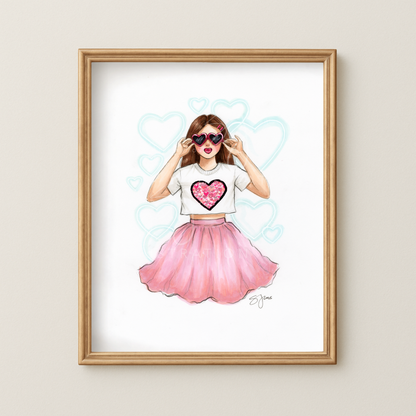 Hearts Galore  |  Casual Fashion Illustration (ART PRINT)
