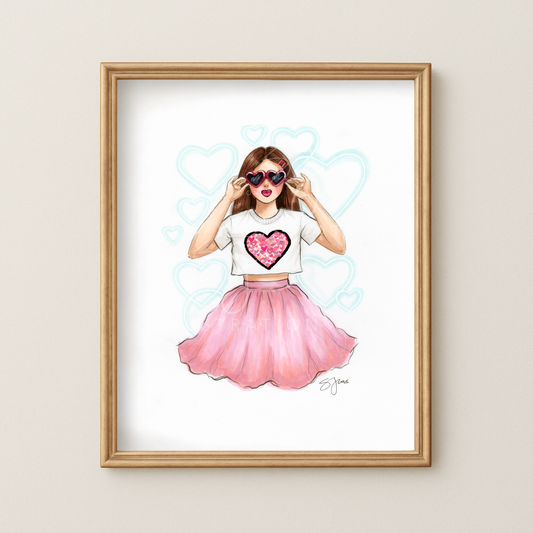 Hearts Galore  |  Casual Fashion Illustration (ART PRINT)