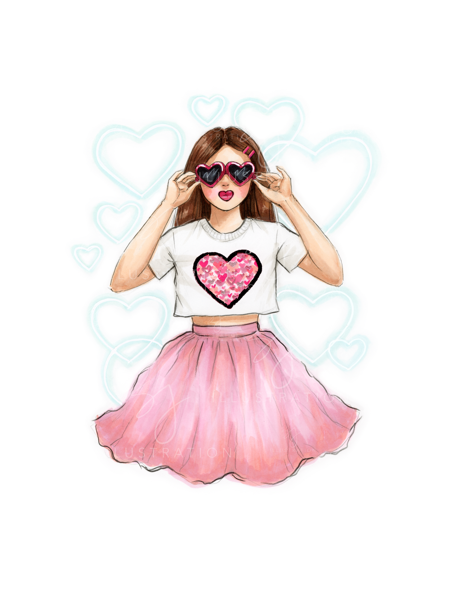 Hearts Galore  |  Casual Fashion Illustration (ART PRINT)