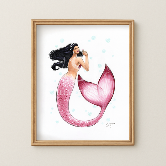 Hearts of the Ocean  |  Whimsical Mermaid Illustration (ART PRINT)