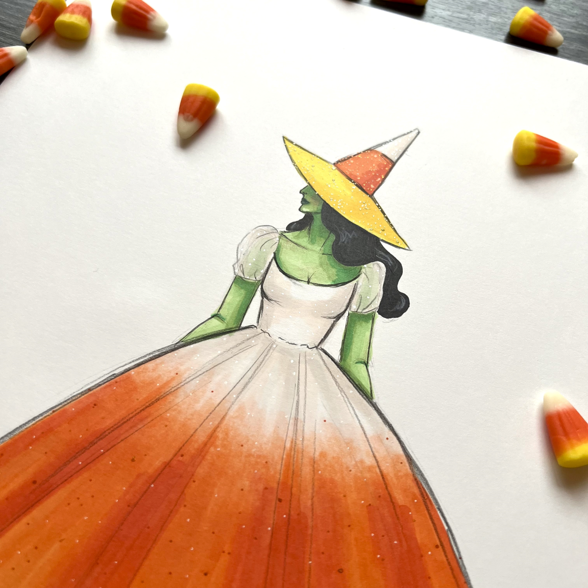 Candy Corn Witch  |  Witchy Fashion Illustration (ORIGINAL)