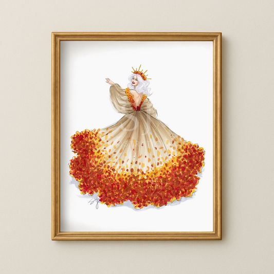 Leafy Queen  |  Fall Fashion Illustration (EMBELLISHED PRINT)