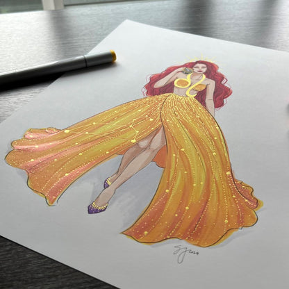 Leo  |  Zodiac Fashion Illustration (ORIGINAL)