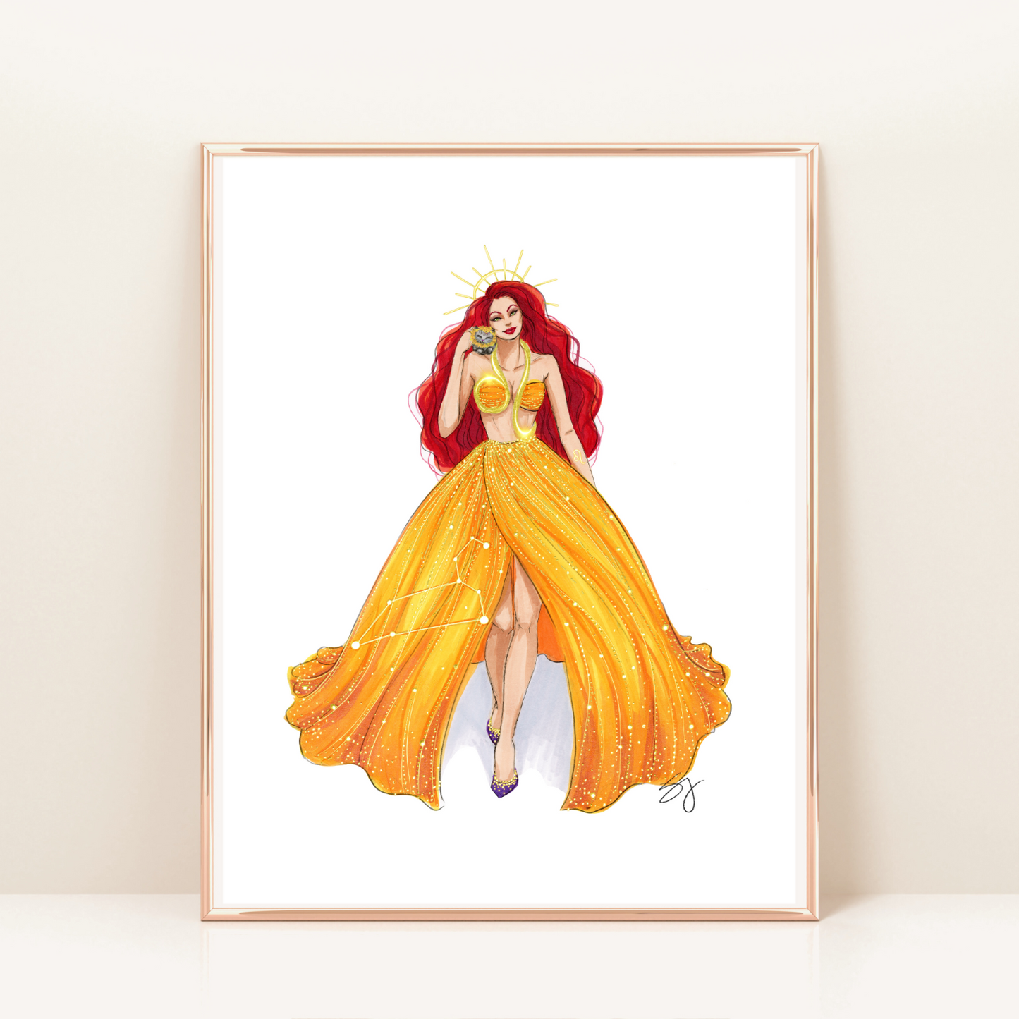 Leo (series 1)  |  Zodiac Fashion Illustration (ART PRINT)