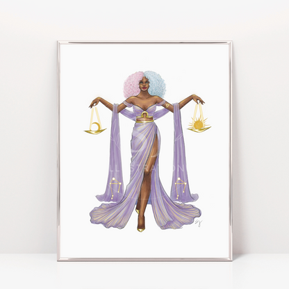 Libra (series 1)  |  Zodiac Fashion Illustration (ART PRINT)
