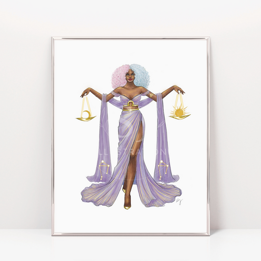 Libra (series 1)  |  Zodiac Fashion Illustration (ART PRINT)