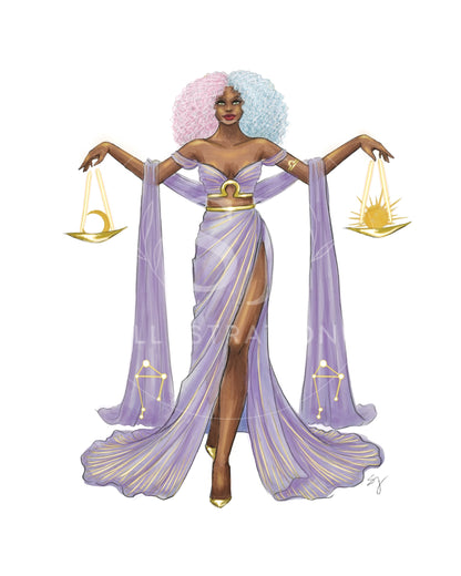 Libra (series 1)  |  Zodiac Fashion Illustration (ART PRINT)
