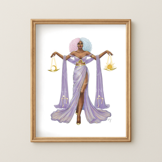 Libra (series 1)  |  Zodiac Fashion Illustration (ART PRINT)