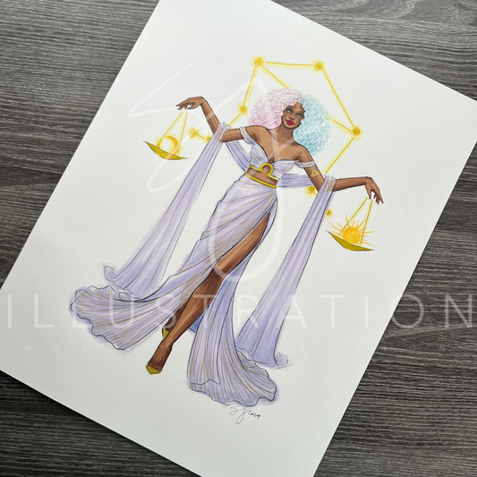 Libra (Version 2)  |  Zodiac Fashion Illustration (ORIGINAL)