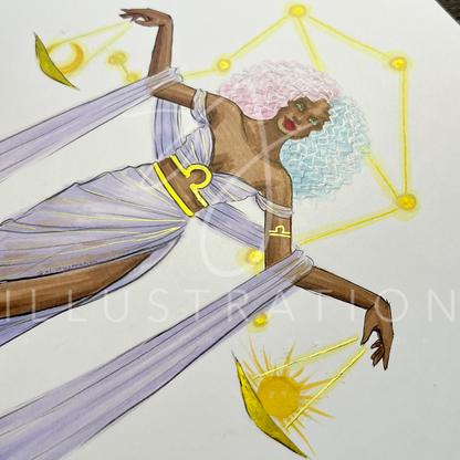 Libra (Version 2)  |  Zodiac Fashion Illustration (ORIGINAL)